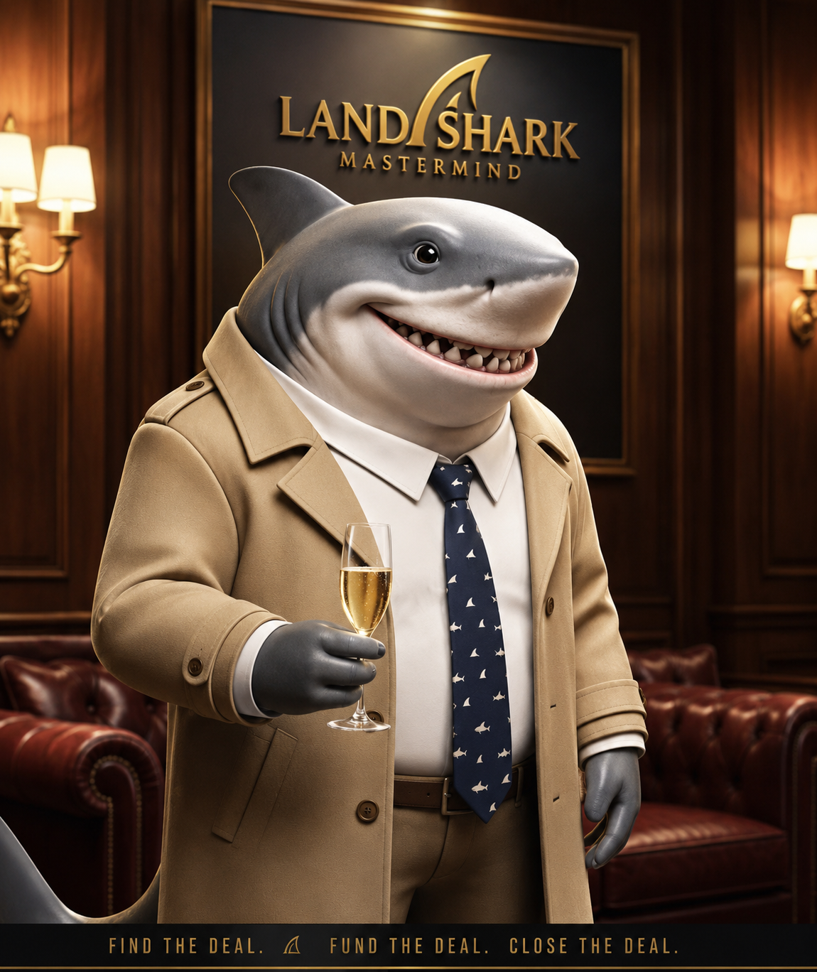 LandShark holding a champagne glass